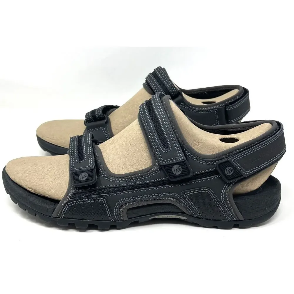 Merrell Mens Sandspur Oak Sandal 12 Black Granite Gray Rugged Adjustable Straps